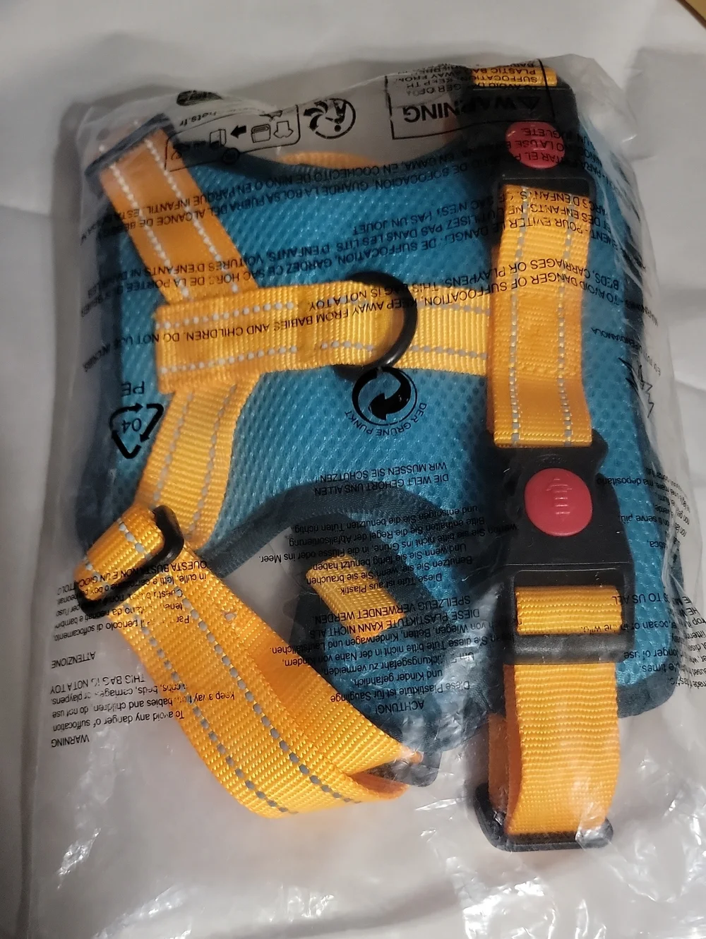 New MIDOG No Pull Dog Harness & Leash Set Reflective Mesh Vest Orange Blue Large